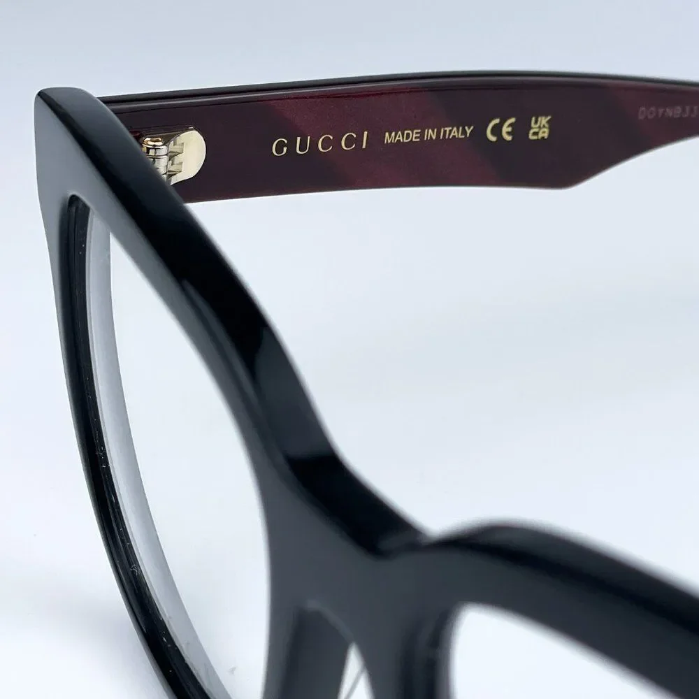NEW Gucci GG0958O 008 Black Burgundy Square Unisex Eyeglasses